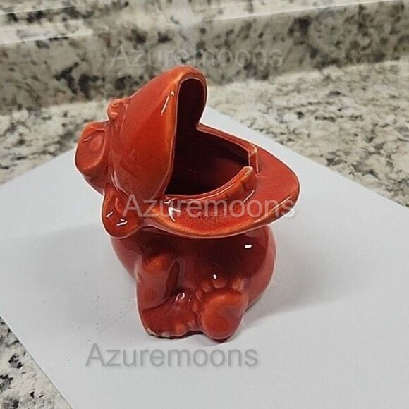 Monkey orange Ashtray Orange Red Flame Glaze VTG Mid-Century Modern 1950s Decor - Picture 1 of 8